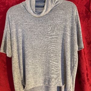 Rag & Bone Jean Blake Cowl Neck Black&Gray Marbled Short Sleeve Sweater Size XS